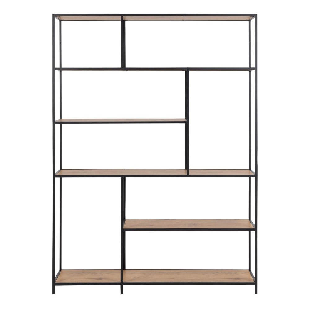 Sparks Wooden Bookcase With 5 Shelves With Metal Frame In Oak