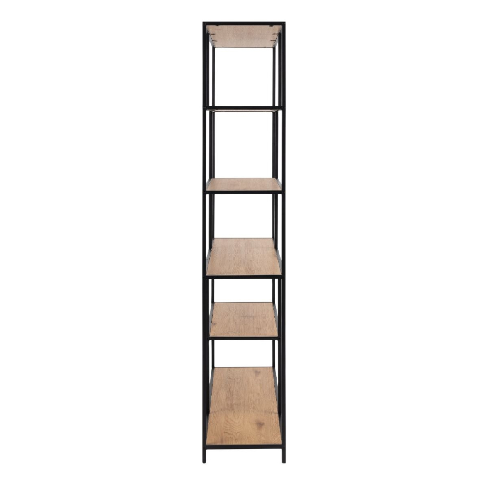 Sparks Wooden Bookcase With 5 Shelves With Metal Frame In Oak