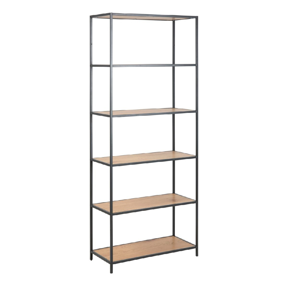 Sparks Wooden Bookcase With 5 Shelves In Oak And Ash Black