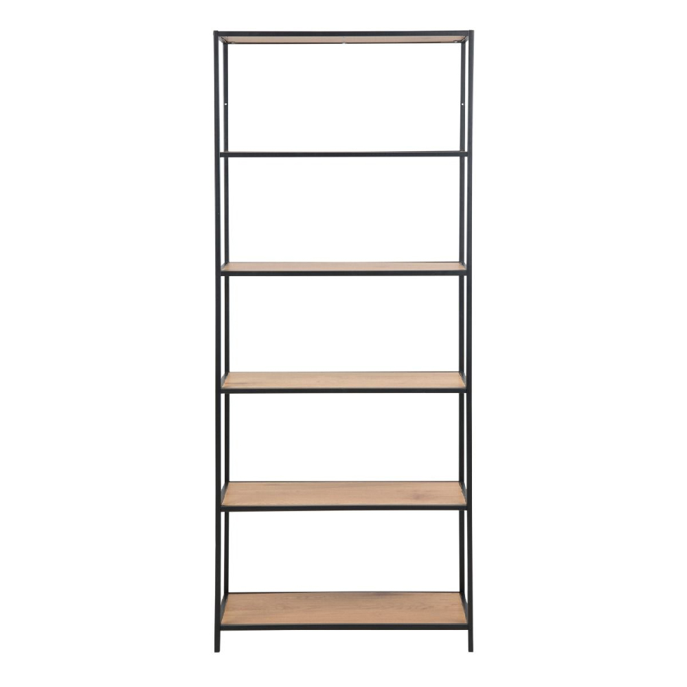 Sparks Wooden Bookcase With 5 Shelves In Oak And Ash Black
