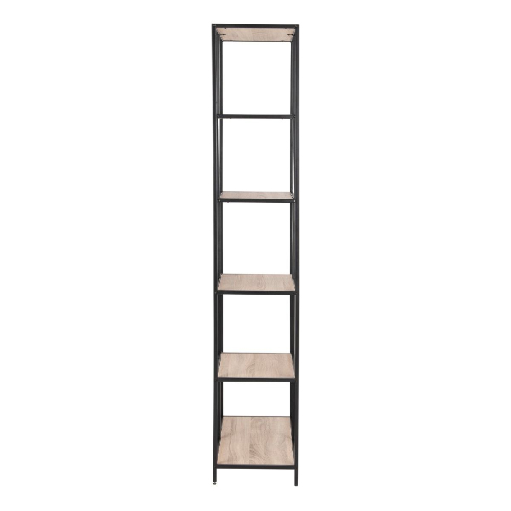 Sparks Wooden Bookcase With 5 Shelves In Sonoma Oak And Black