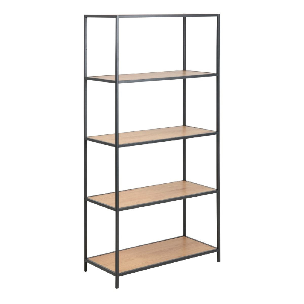 Sparks Wooden Bookcase Tall With 4 Shelves In Oak And Black