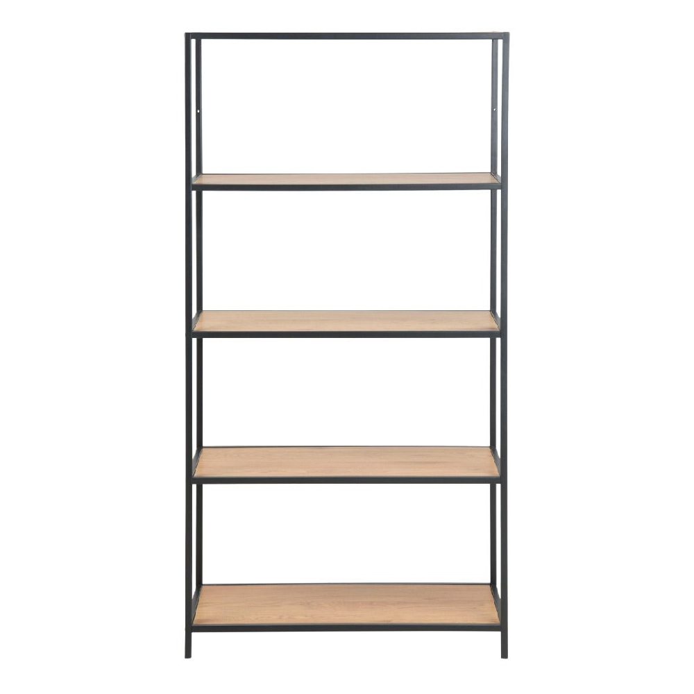 Sparks Wooden Bookcase Tall With 4 Shelves In Oak And Black