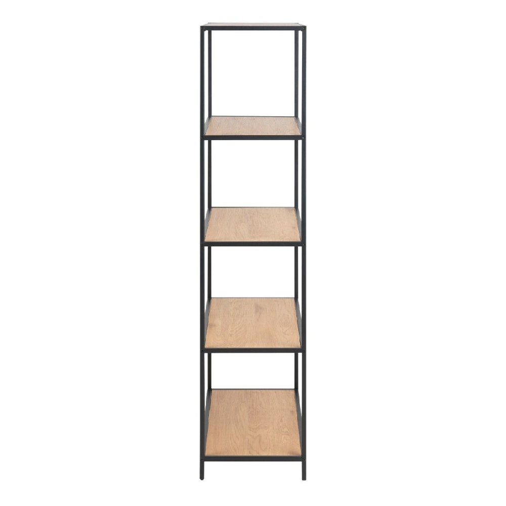 Sparks Wooden Bookcase Tall With 4 Shelves In Oak And Black