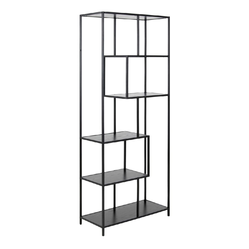 Sparks Wooden Bookcase Tall With 5 Shelves In Ash Black