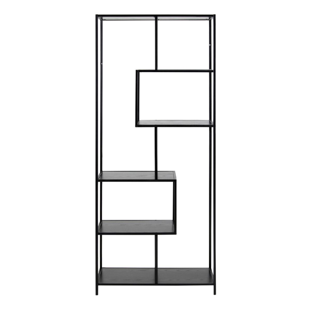 Sparks Wooden Bookcase Tall With 5 Shelves In Ash Black