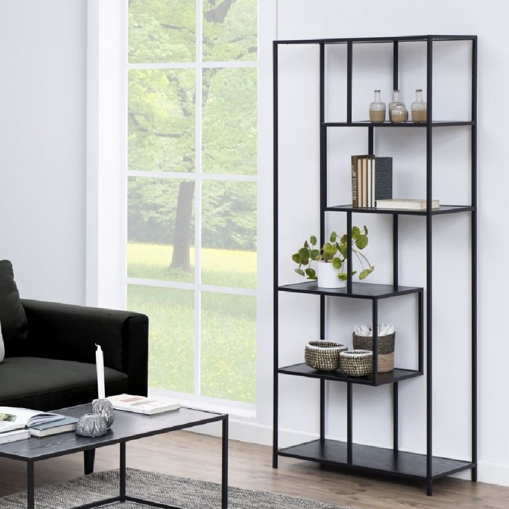 Read more about Sparks wooden bookcase tall with 5 shelves in ash black