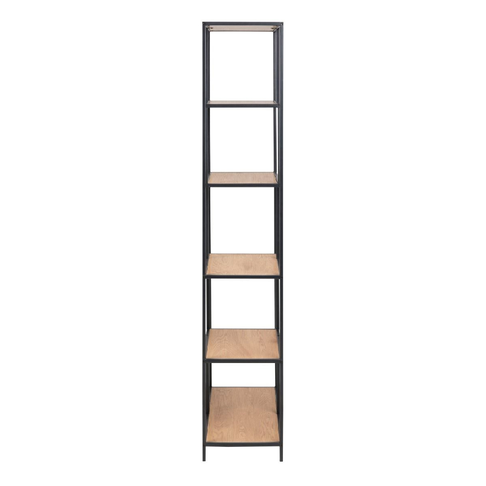 Sparks Wooden Bookcase Tall With 5 Shelves In Oak And Ash Black