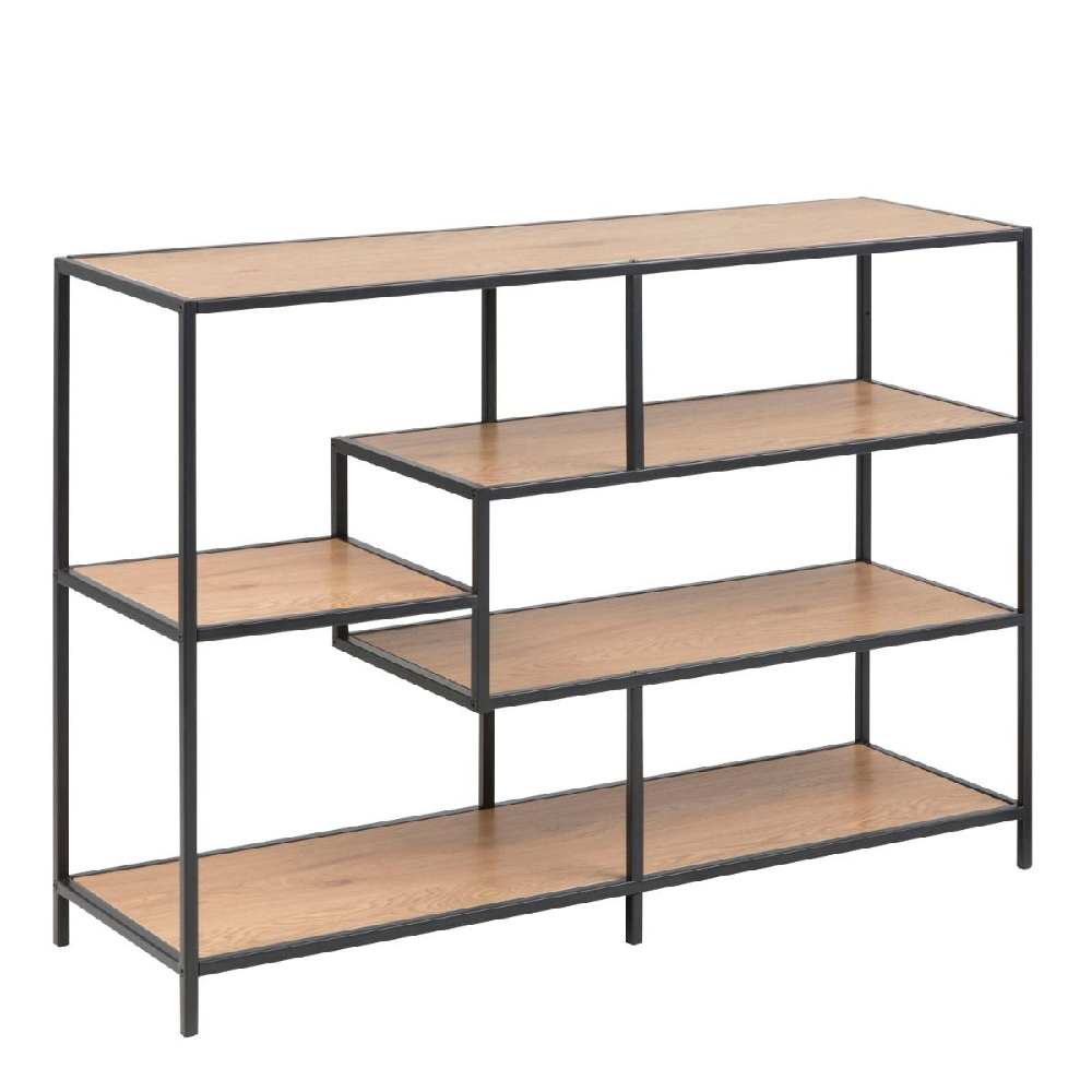 Sparks Wooden Bookcase Wide With 4 Shelves In Oak And Black