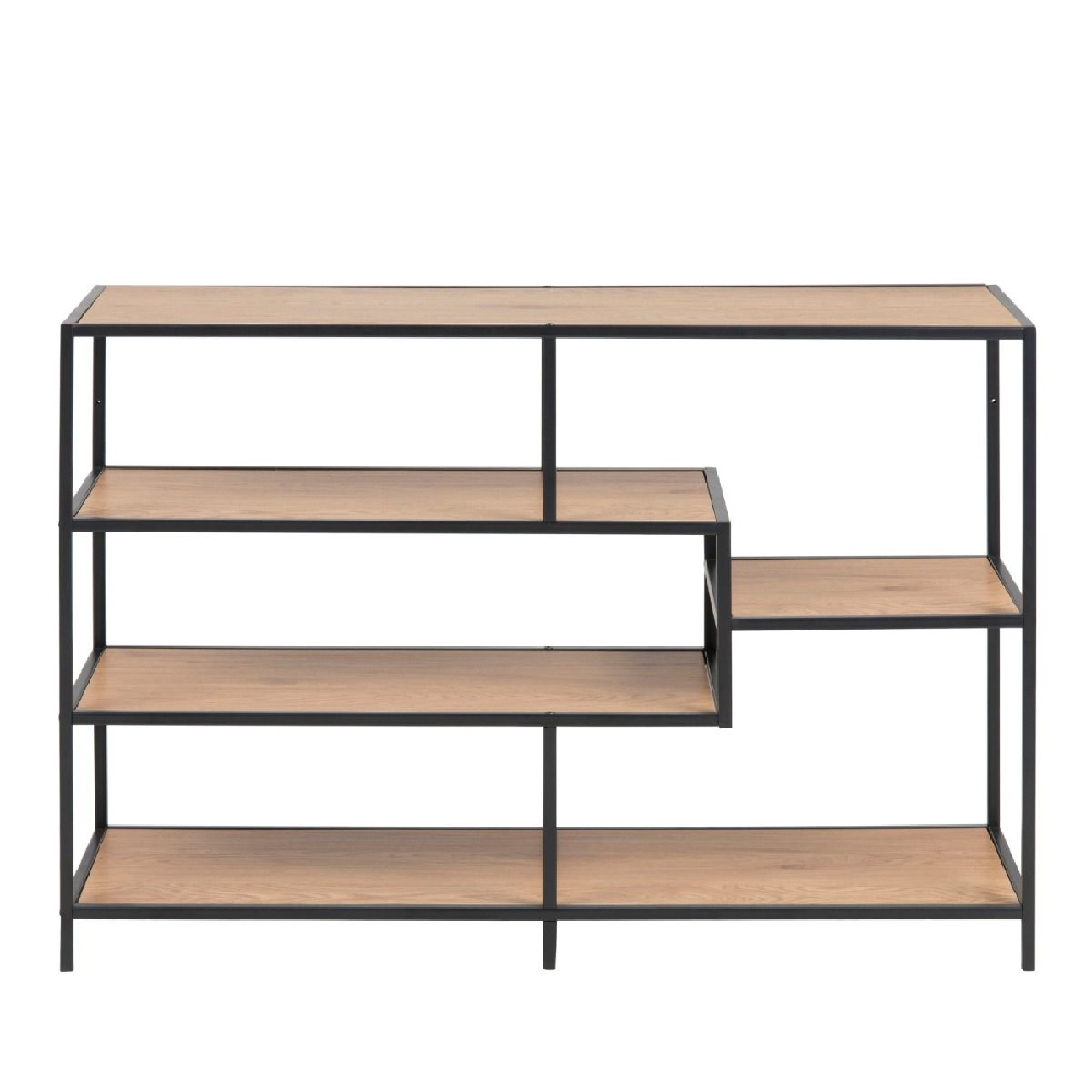 Sparks Wooden Bookcase Wide With 4 Shelves In Oak And Black