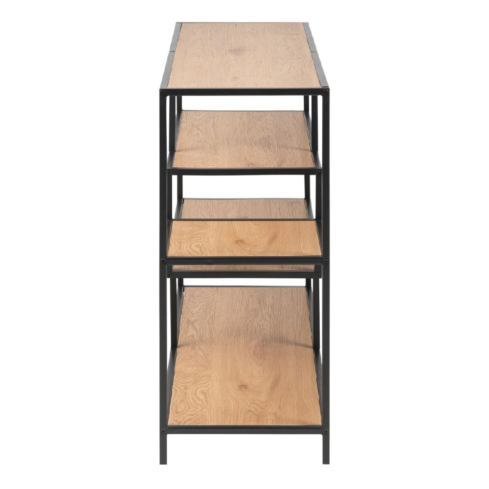 Sparks Wooden Bookcase Wide With 4 Shelves In Oak And Black