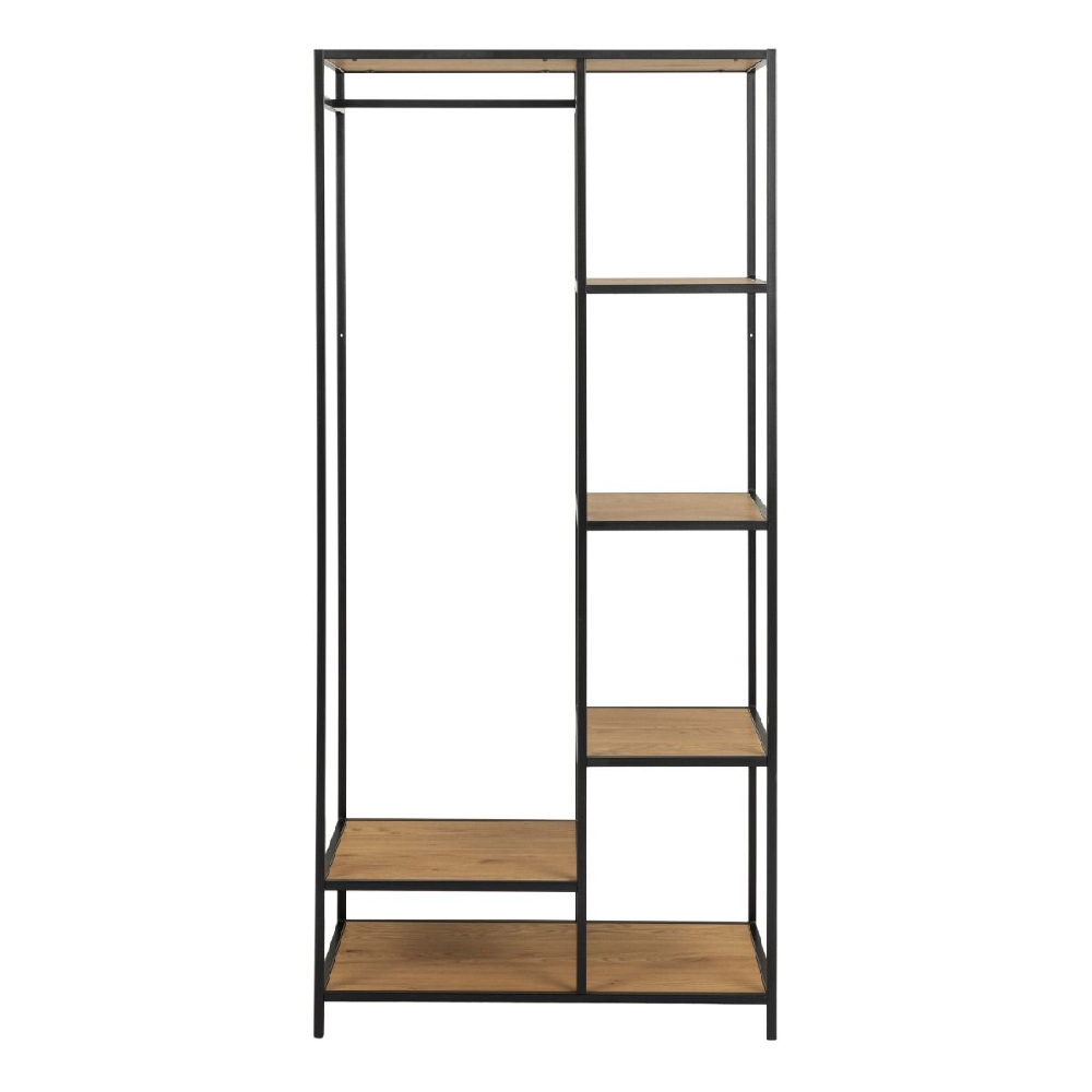 Sparks Wooden Clothes Rack With 5 Shelves In Oak And Black