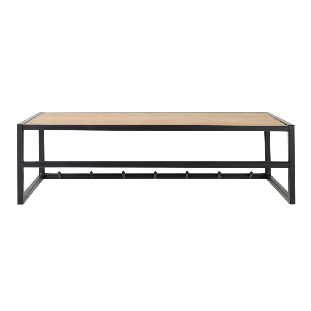 Sparks Wooden Coat Rack With Black Metal Frame In Oak