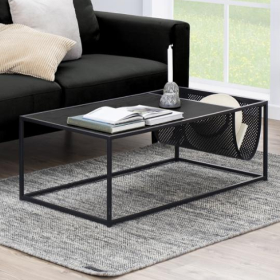 Read more about Sparks wooden coffee table in ash black with magazine rack