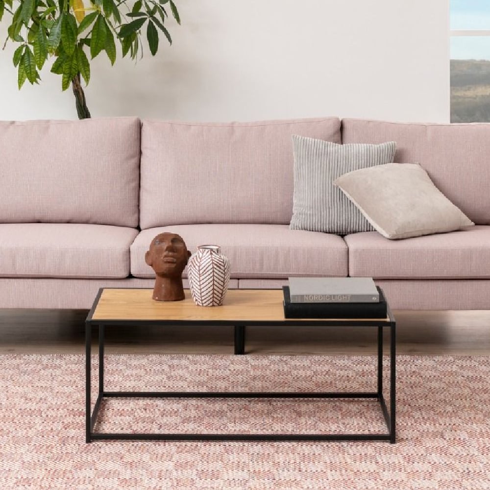 Read more about Sparks wooden coffee table with black metal frame in oak