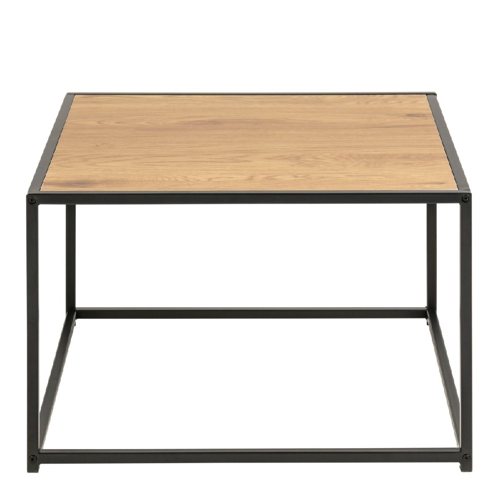 Sparks Wooden Coffee Table Square With Black Metal Frame In Oak