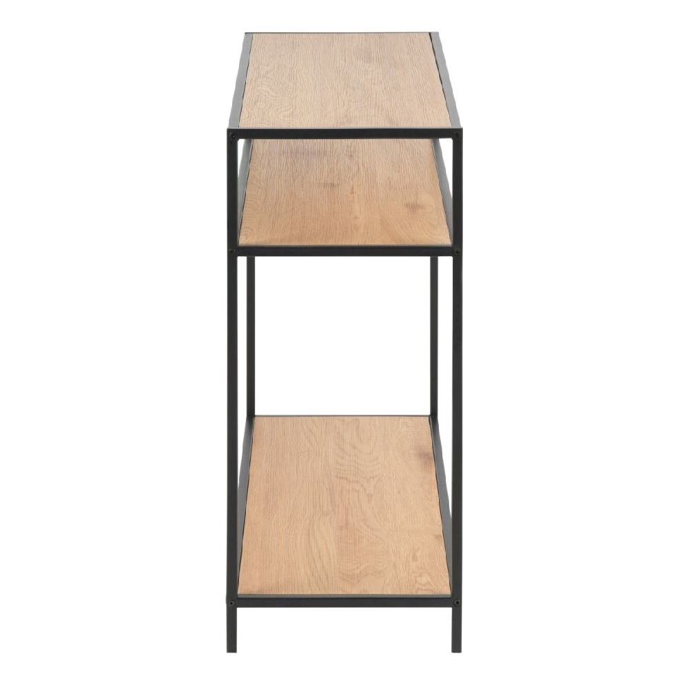 Sparks Wooden Console Table With 2 Shelves In Oak And Black