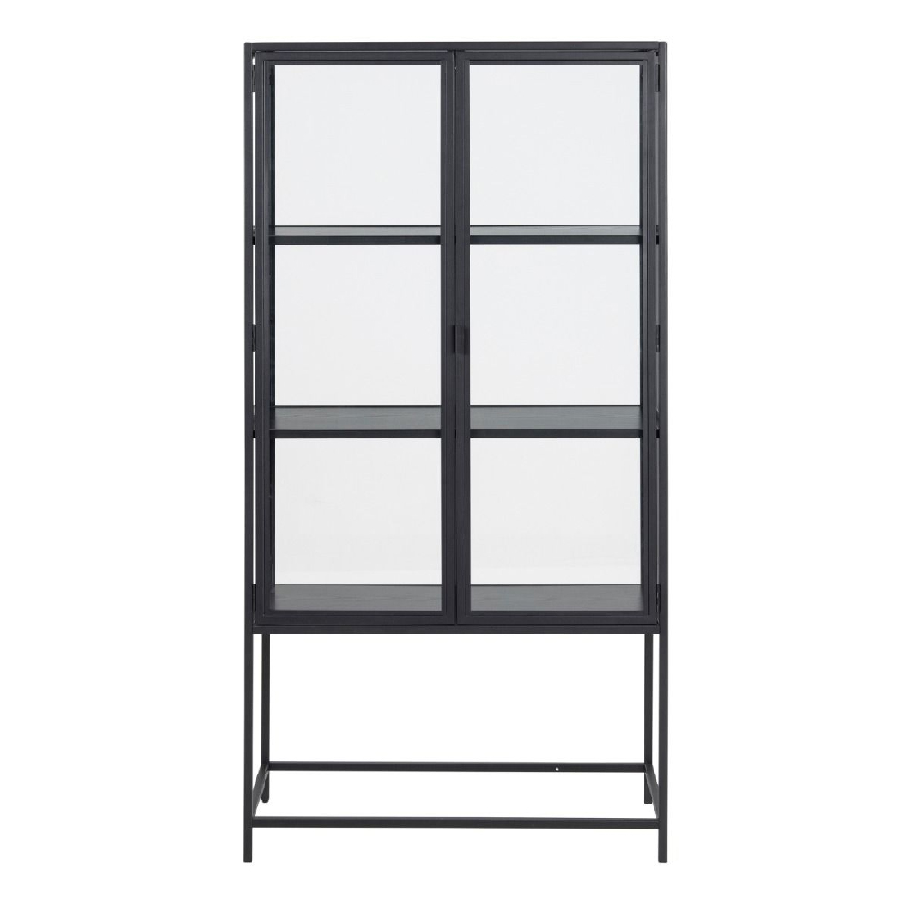 Sparks Wooden Display Cabinet With 2 Doors In Ash Black