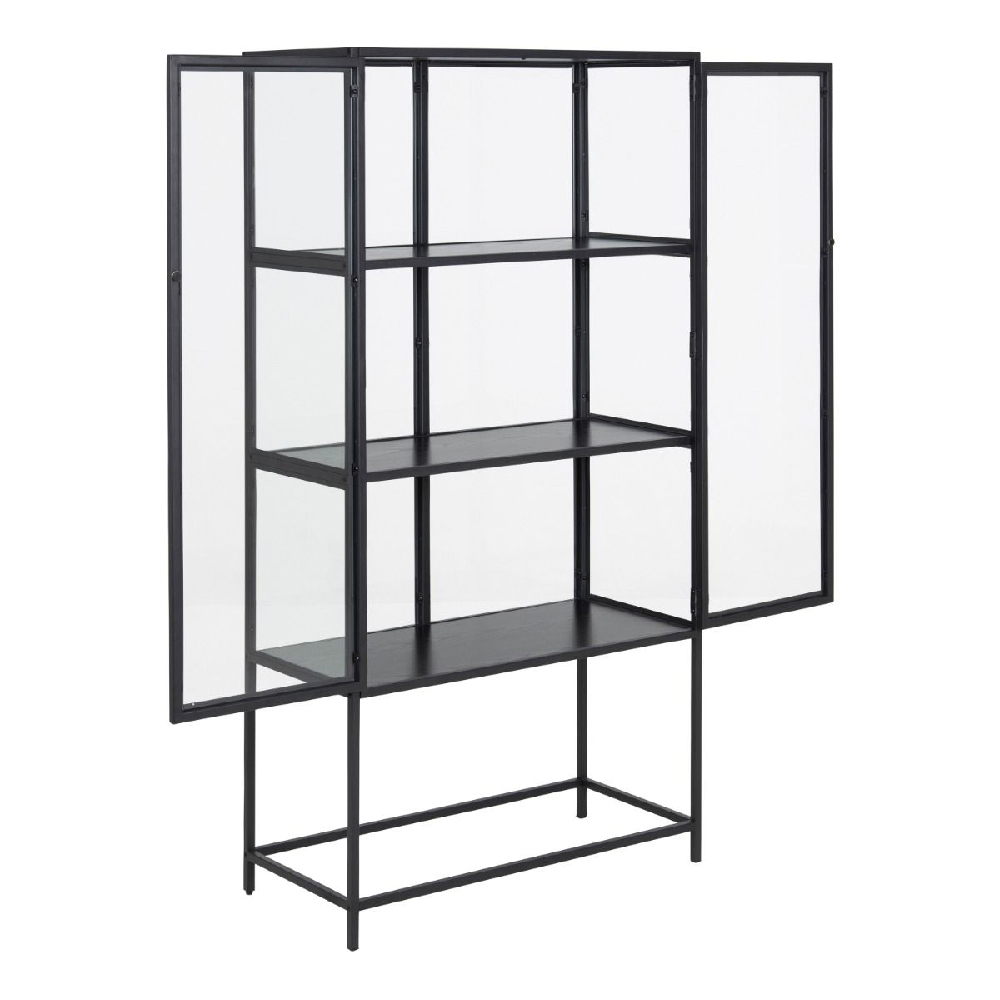 Sparks Wooden Display Cabinet With 2 Doors In Ash Black