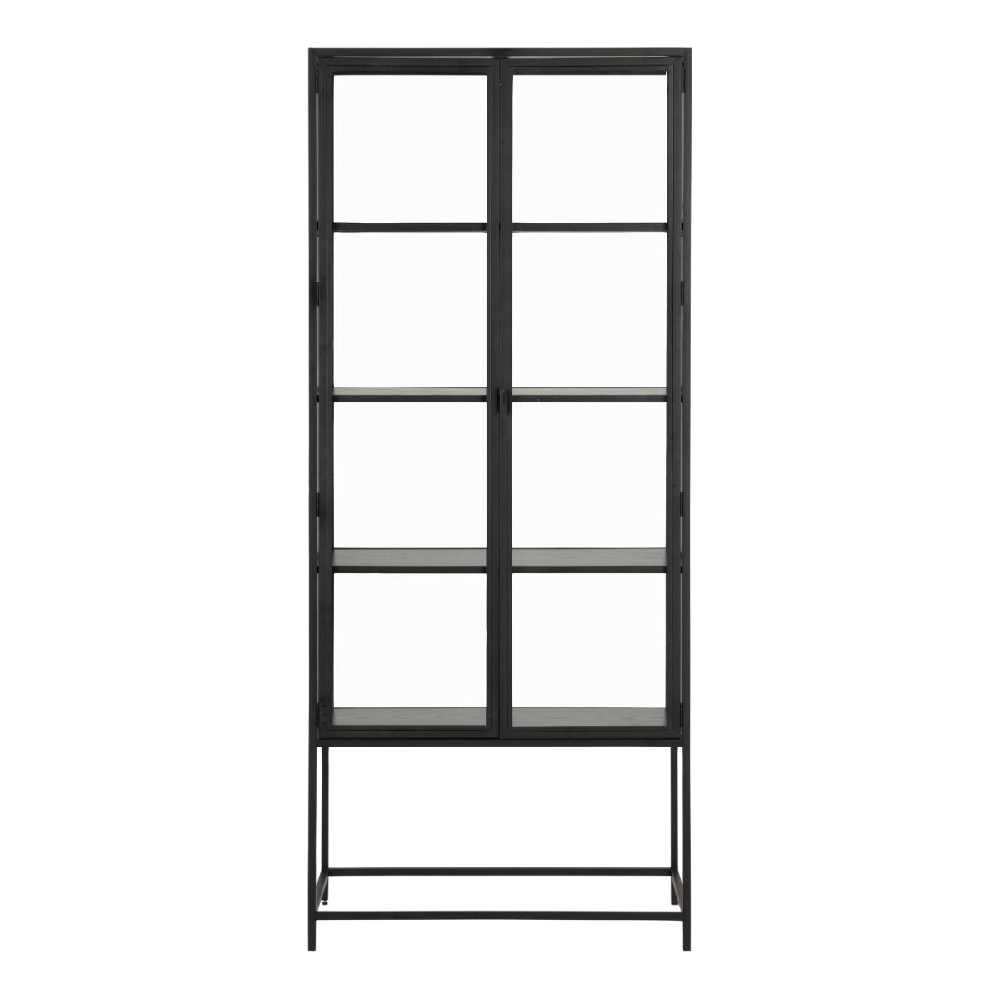 Sparks Wooden Display Cabinet With 2 Glass Doors In Black