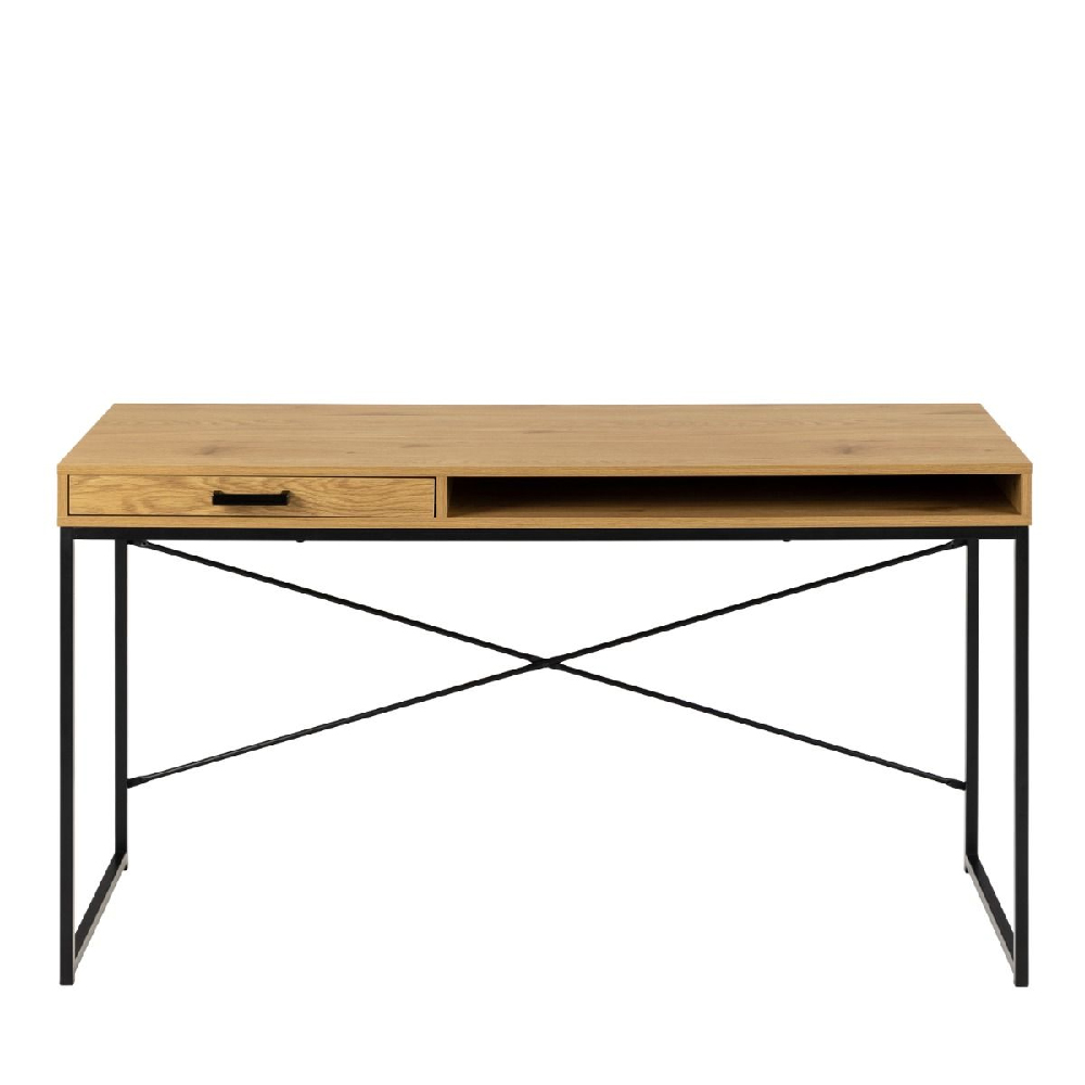 Sparks Wooden Laptop Desk With 1 Drawer And Metal Frame In Oak