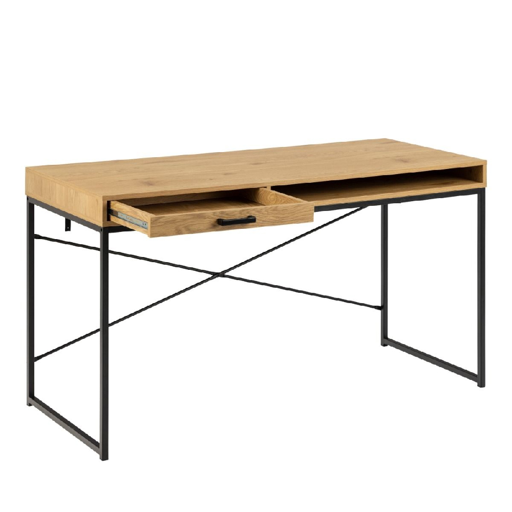 Sparks Wooden Laptop Desk With 1 Drawer And Metal Frame In Oak