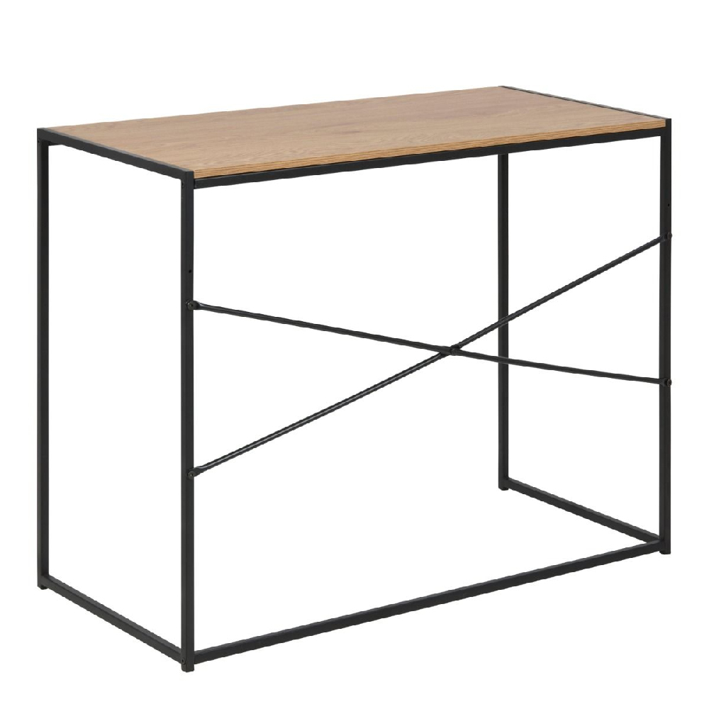 Sparks Wooden Laptop Desk With Black Metal Frame In Oak