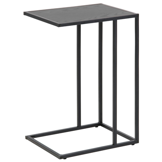 Sparks Wooden Side Table In Ash Black With Black Frame