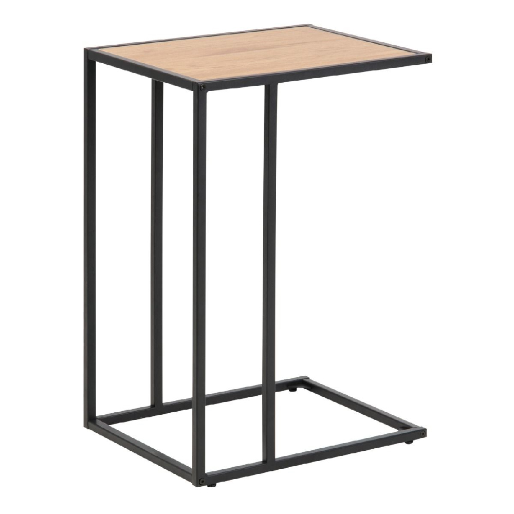 Sparks Wooden Side Table With Black Metal Frame In Oak