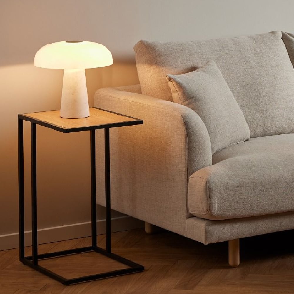 Read more about Sparks wooden side table with black metal frame in oak