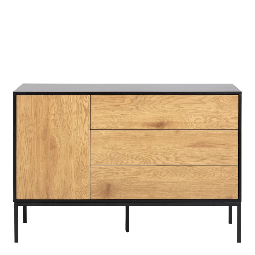 Sparks Wooden Sideboard With 1 Door 3 Drawers In Black And Oak
