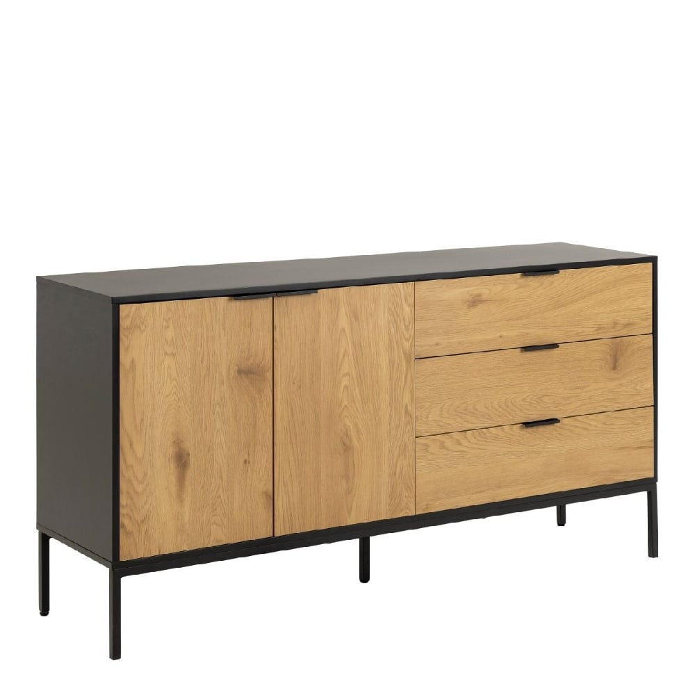 Read more about Sparks wooden sideboard with 2 doors 3 drawers in oak and black