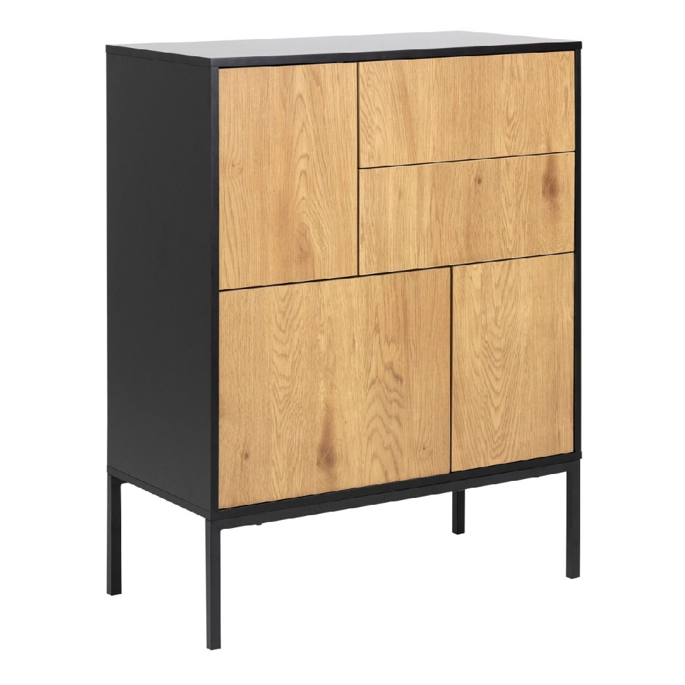Sparks Wooden Sideboard With 3 Doors 2 Drawers In Black And Oak