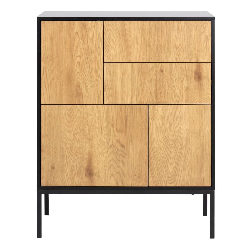 Sparks Wooden Sideboard With 3 Doors 2 Drawers In Black And Oak
