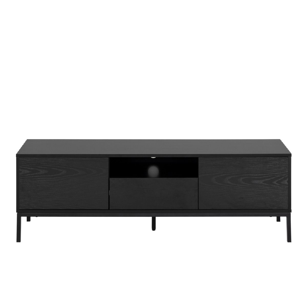 Sparks Wooden TV Stand With 2 Doors 1 Drawer In Ash Black