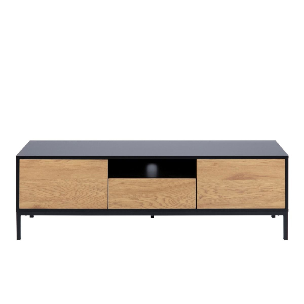 Sparks Wooden TV Stand With 2 Doors 1 Drawer In Oak And Black