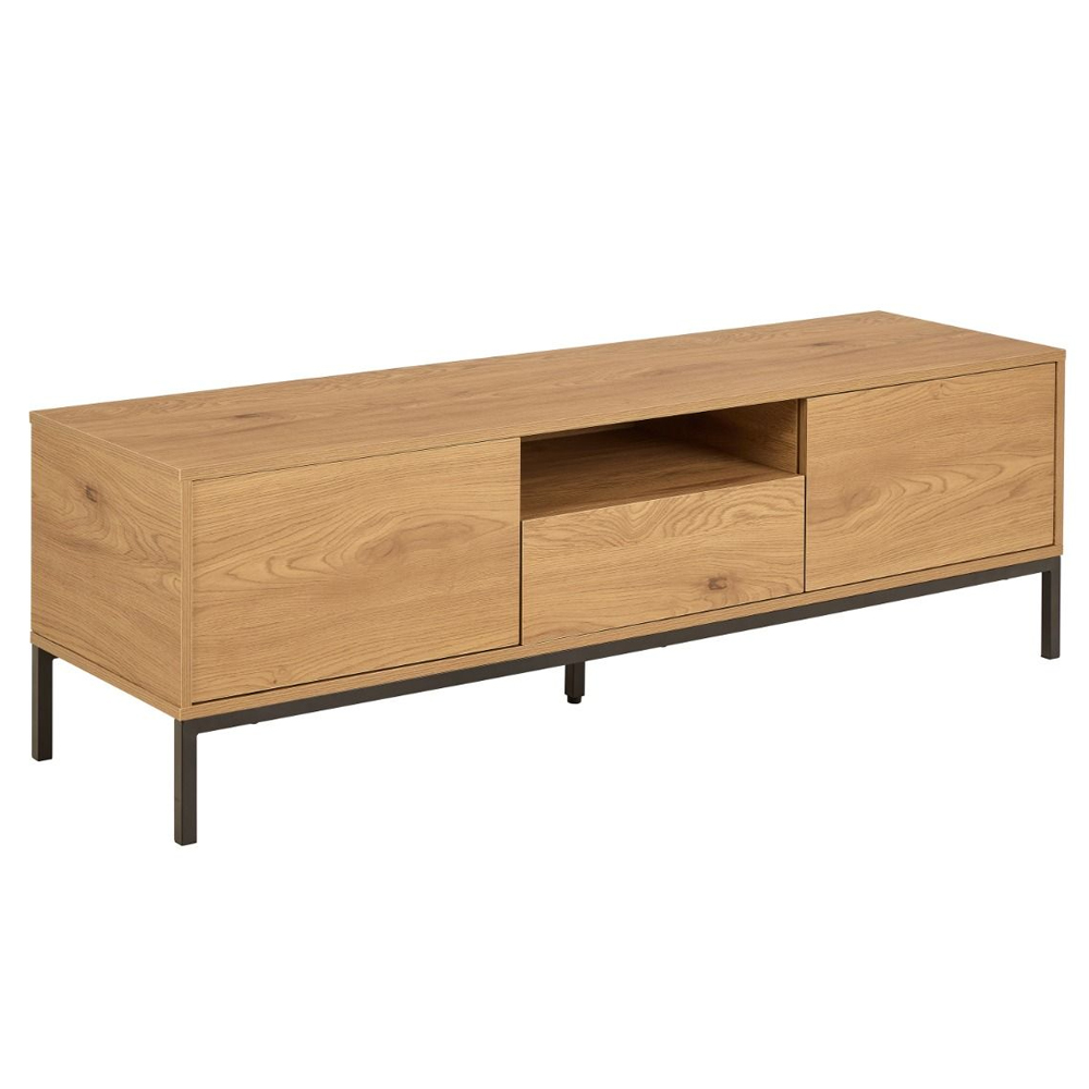 Sparks Wooden TV Stand With 2 Doors 1 Drawer In Wild Oak