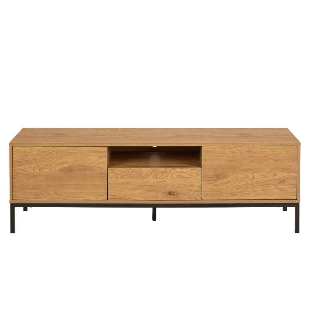Sparks Wooden TV Stand With 2 Doors 1 Drawer In Wild Oak