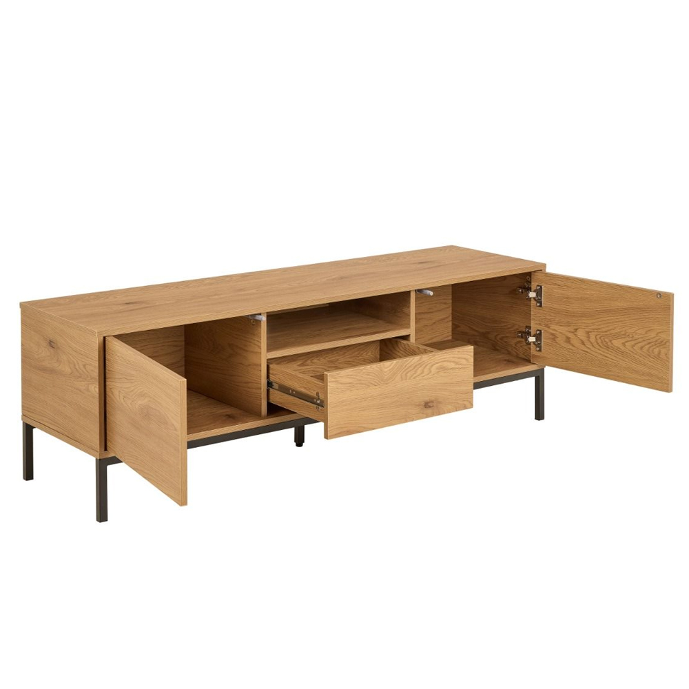 Sparks Wooden TV Stand With 2 Doors 1 Drawer In Wild Oak