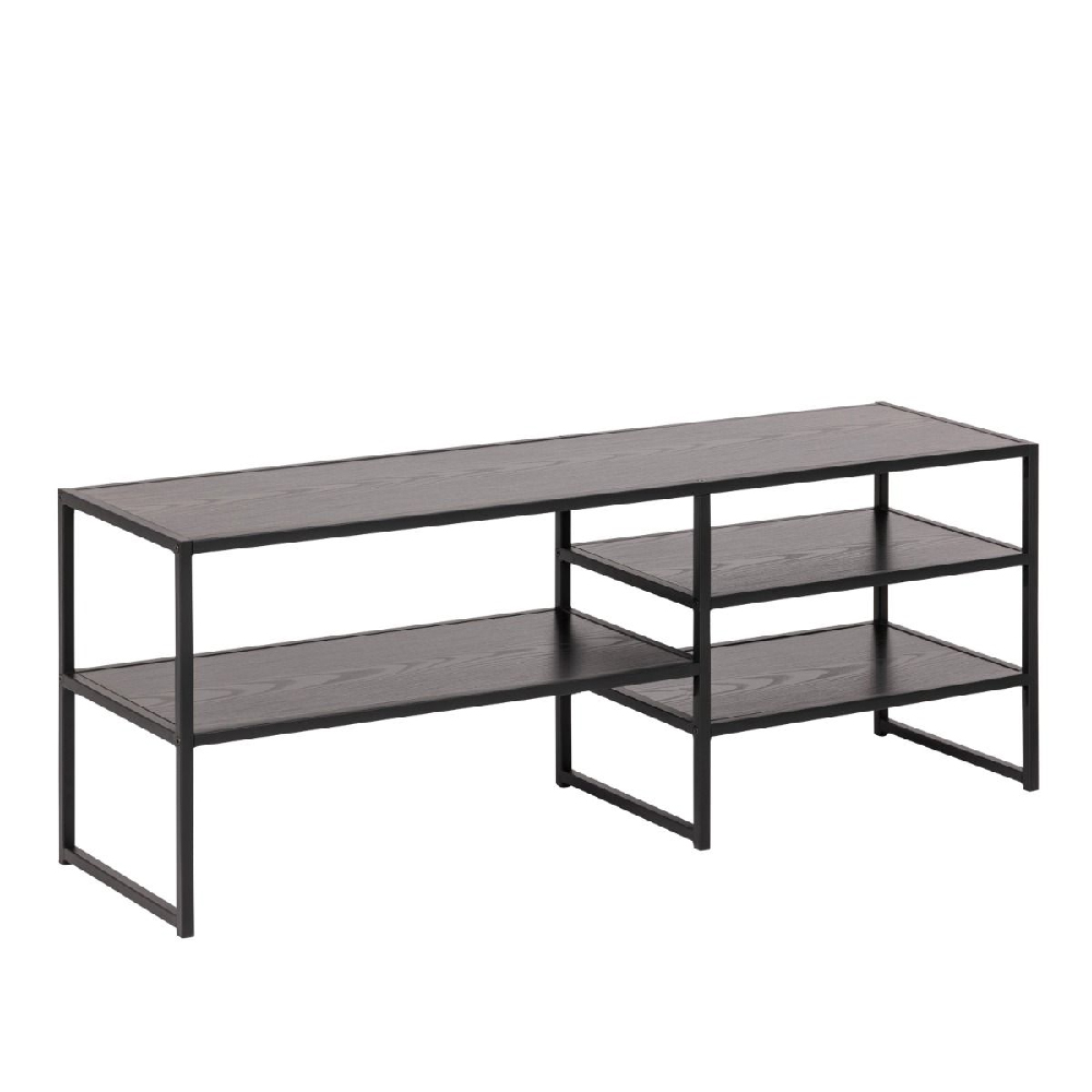 Sparks Wooden TV Stand With 3 Shelves In Ash Black
