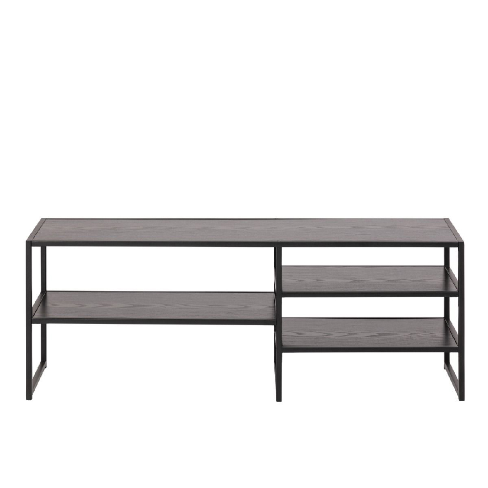 Sparks Wooden TV Stand With 3 Shelves In Ash Black