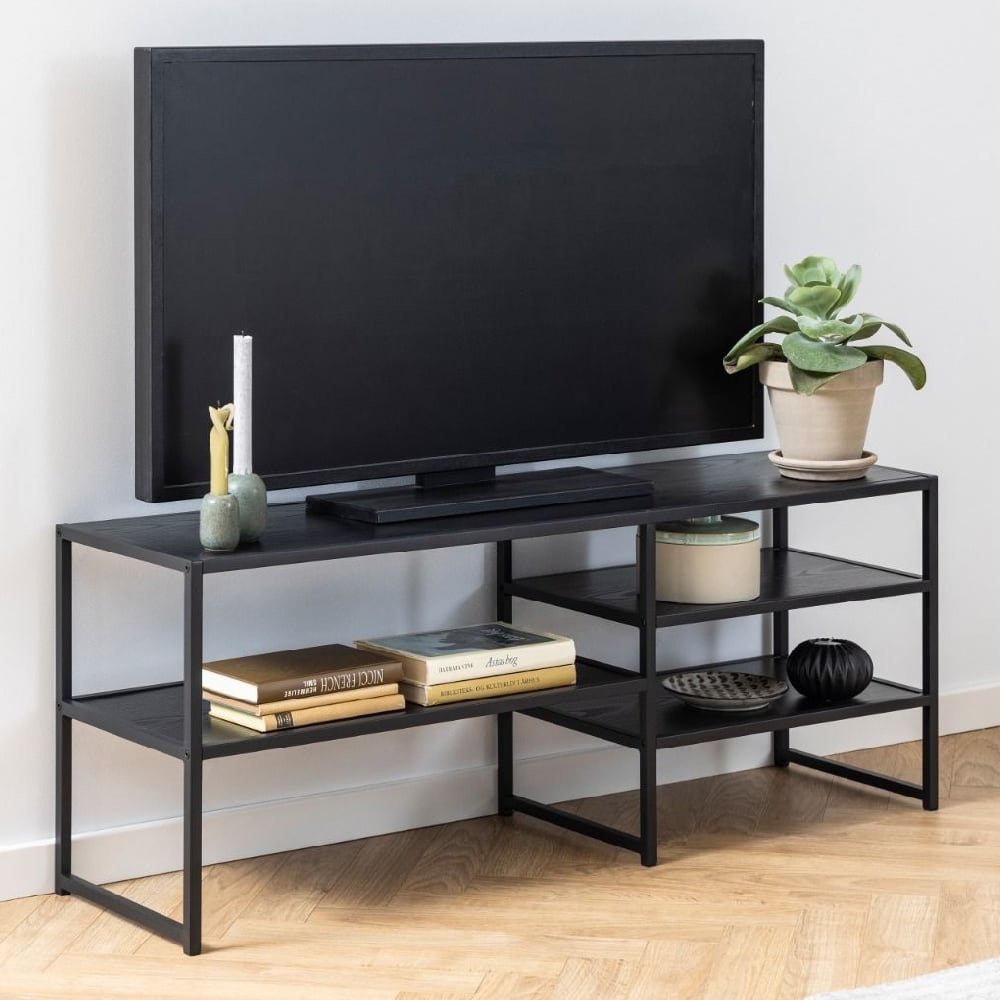 Read more about Sparks wooden tv stand with 3 shelves in ash black