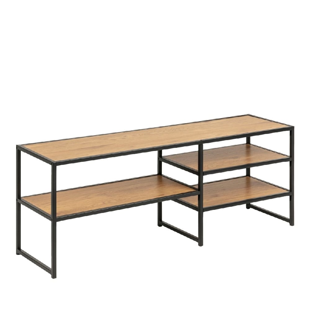 Sparks Wooden TV Stand With 3 Shelves In Oak And Black