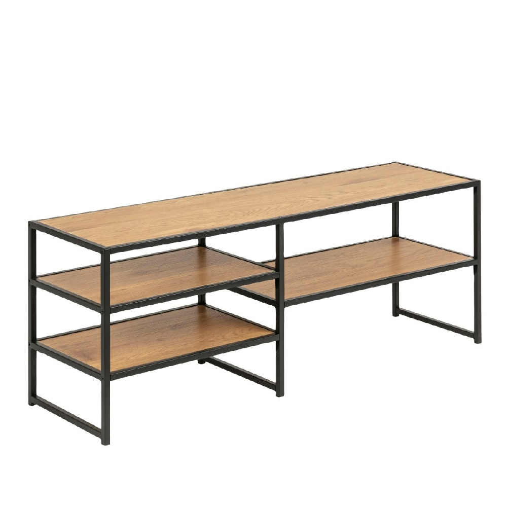 Sparks Wooden TV Stand With 3 Shelves In Oak And Black