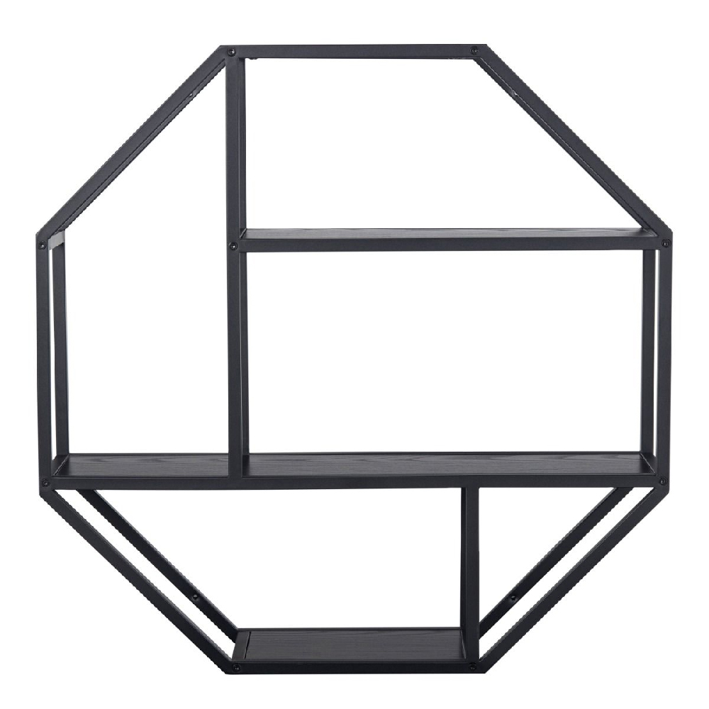 Sparks Wooden Wall Shelf With 3 Shelves In Ash Black