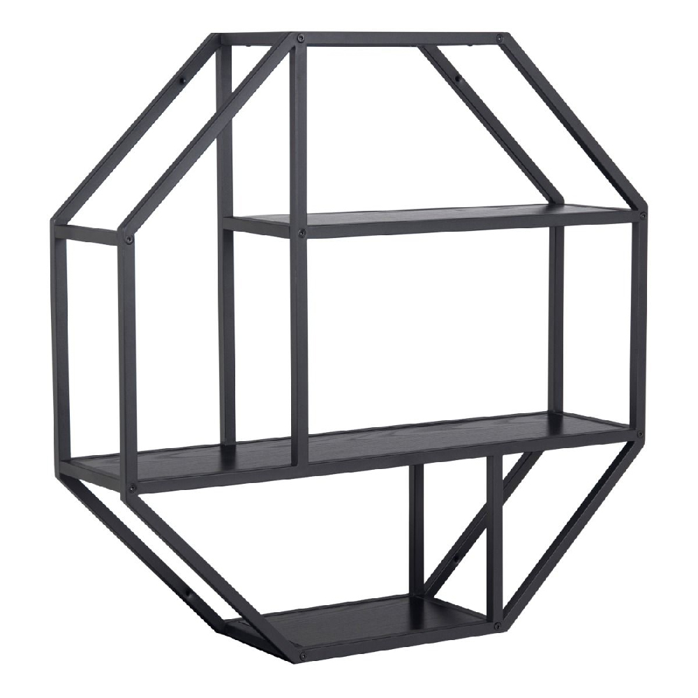 Sparks Wooden Wall Shelf With 3 Shelves In Ash Black