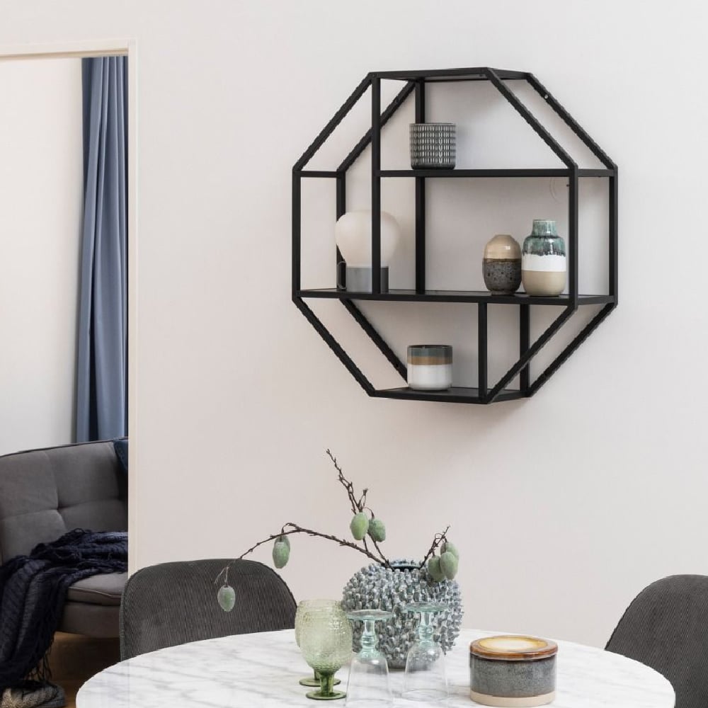 Read more about Sparks wooden wall shelf with 3 shelves in ash black