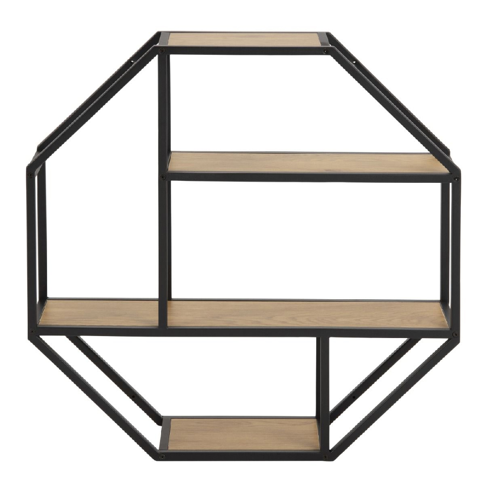 Sparks Wooden Wall Shelf With 3 Shelves In Oak And Black