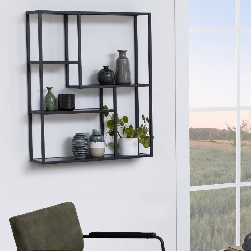 Read more about Sparks wooden wall shelf with 4 shelves in black
