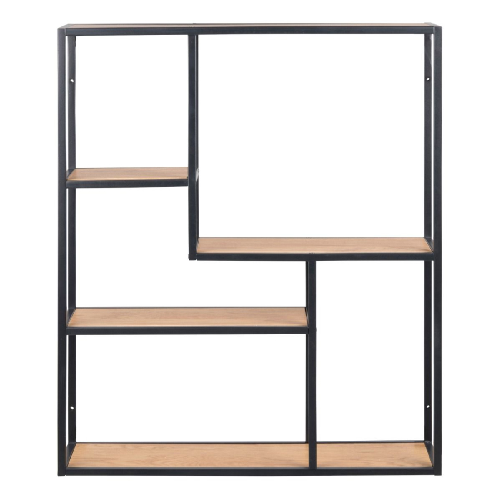 Sparks Wooden Wall Shelf With 4 Shelves In Oak And Black